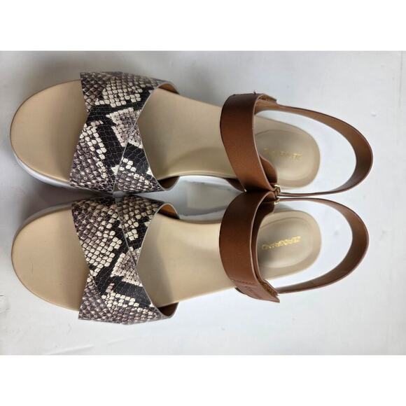 Cole Haan Zerogrand Platform Sandals Womens 9.5 Leather Soho Snake Crisscross - Picture 2 of 7